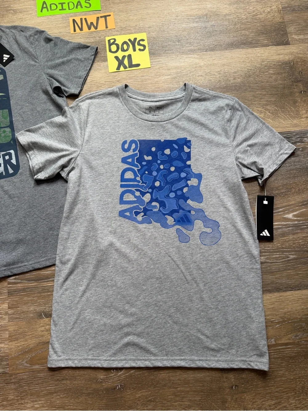 NWT Adidas Boys' Gray Graphic Tees - XL